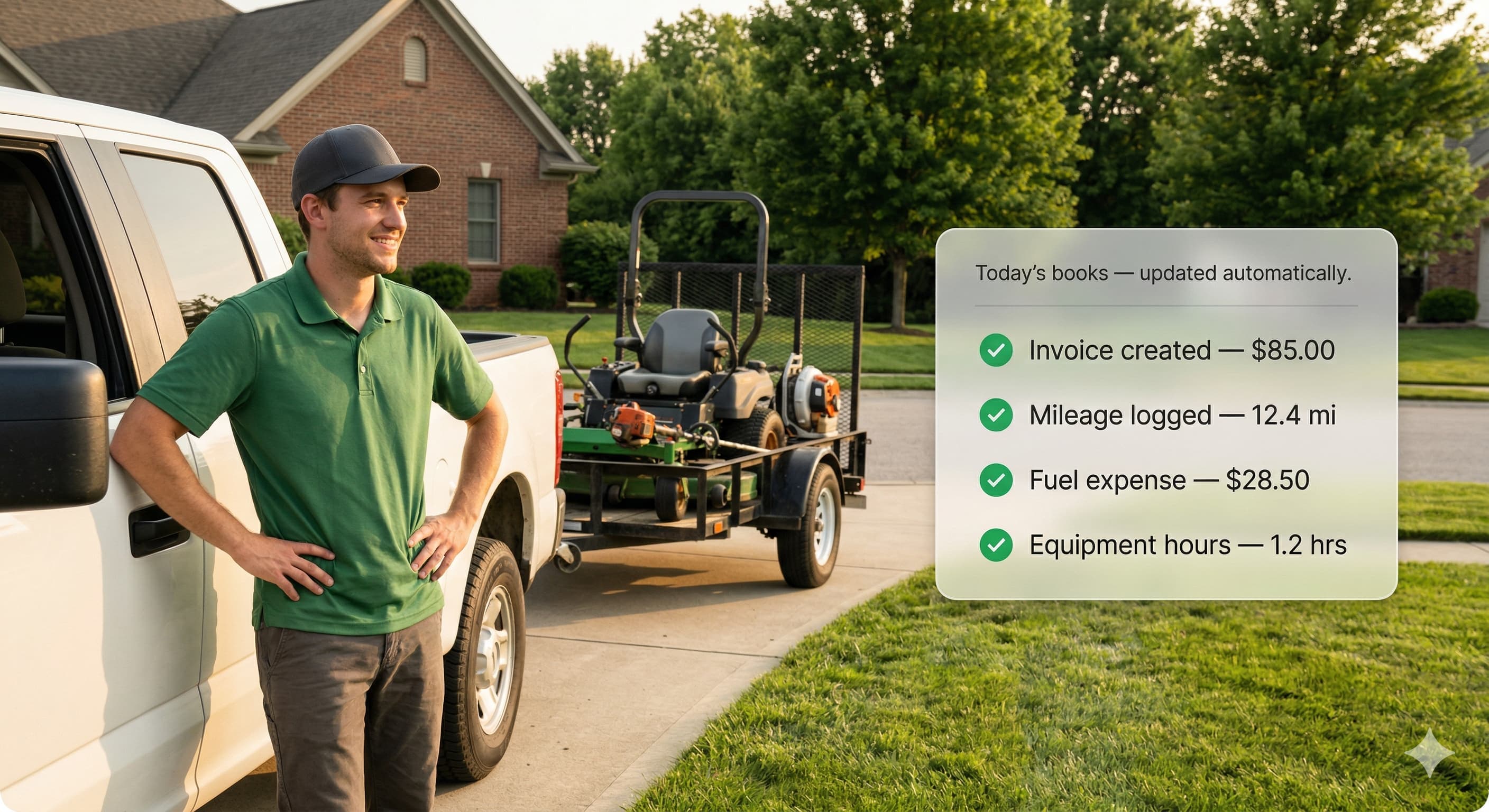 Invoices, mileage, expenses — logged automatically