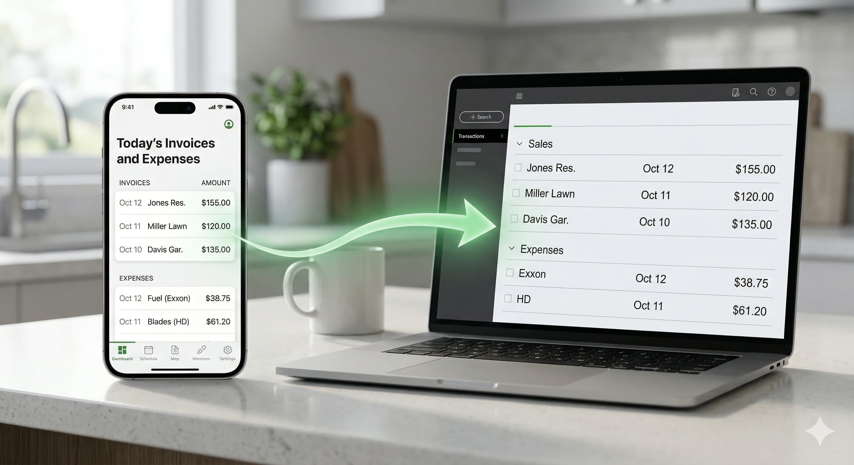 Everything syncs to QuickBooks in real time