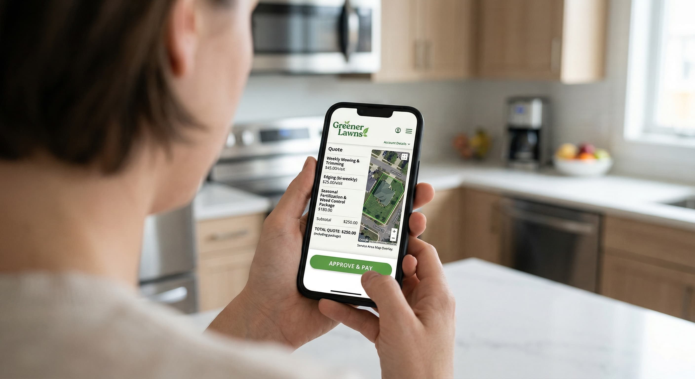 Line items, satellite overlay, and total