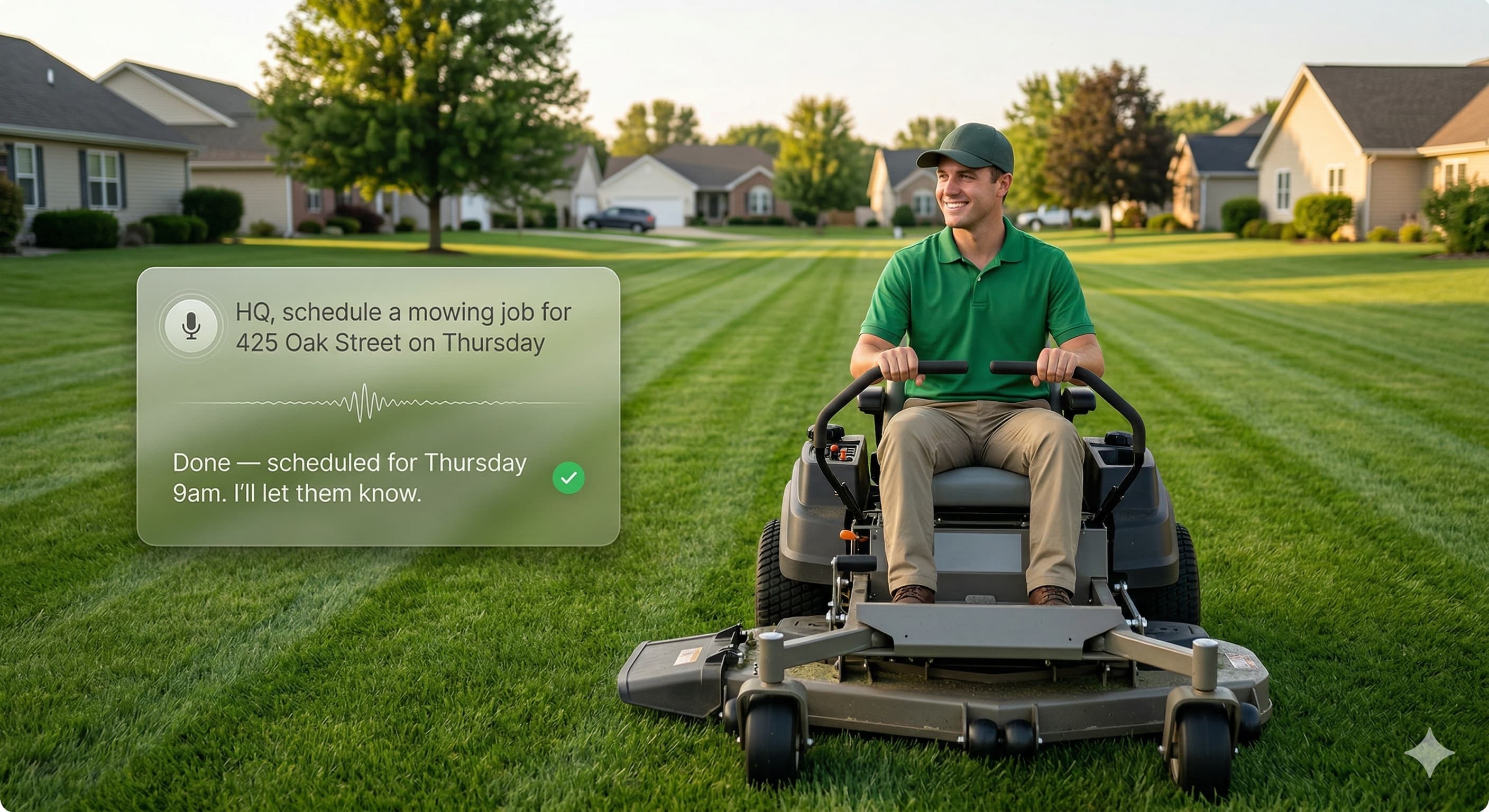 Schedule a job from the mower — hands-free